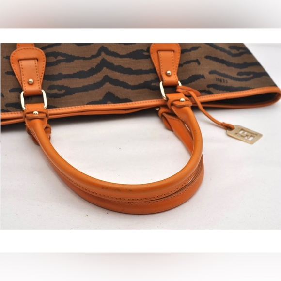 Authentic FENDI tiger Zebra print tote with charm - Picture 4 of 11